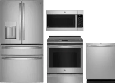 4 Piece Package Includes Refrigerator, Range, Microwave And Dishwasher
